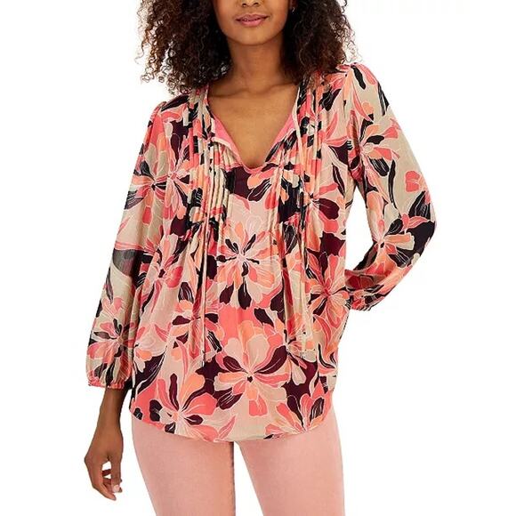 Tommy Hilfiger floral print crinkle chiffon tunic blouse plus size 3x nwt - Picture 1 of 14